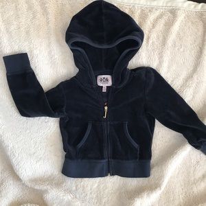 Juicy Couture 👑 Kids Blue Velour Zip Up Hoodie XS